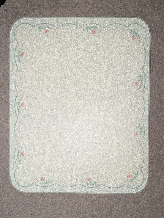 Source Unknown Other - Glass Cutting Board With Floral Scallop Border in Pale Cream and Pink